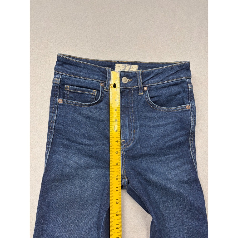 We The Free Jeans Women 27 Blue Skinny High Rise Raw Hem Stretch Denim - Picture 6 of 10